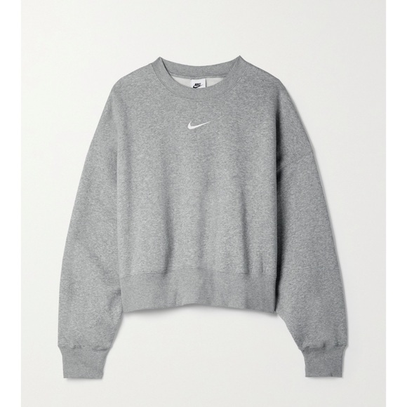 Nike Tops - NIKE ESSENTIALS OVERSIZED CROPPED JERSEY SWEATSHIRT GRAY L